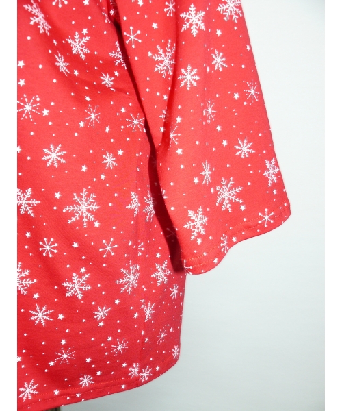 Bluzka w luźnym stylu oversize - czerwona w śnieżynki